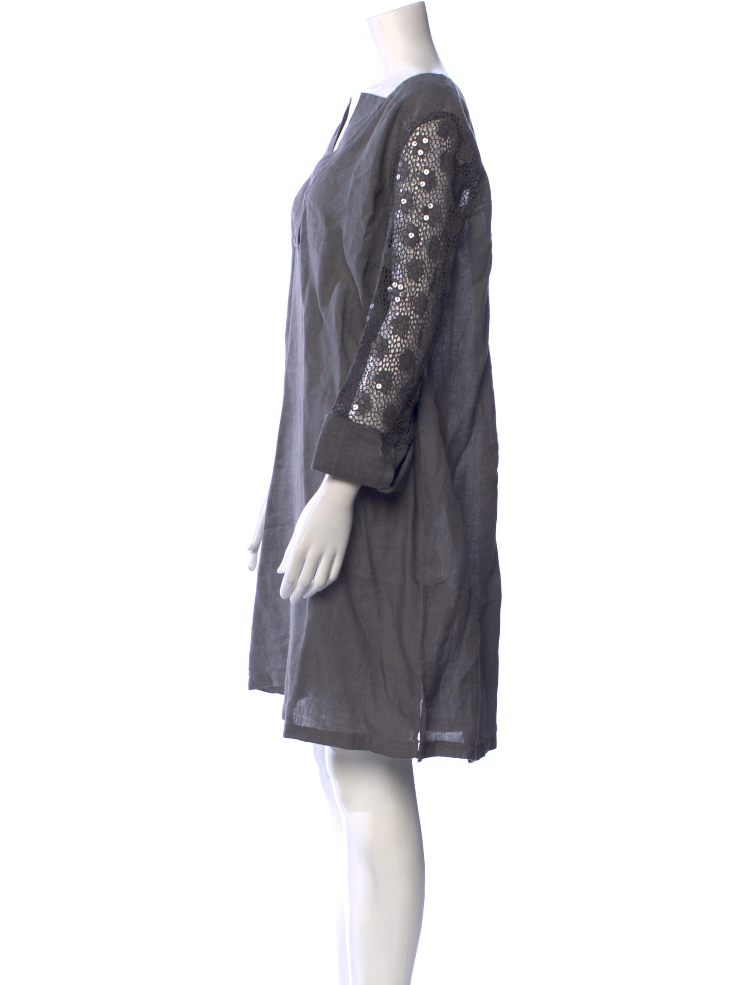 120% Lino Linen Knee-Length Dress