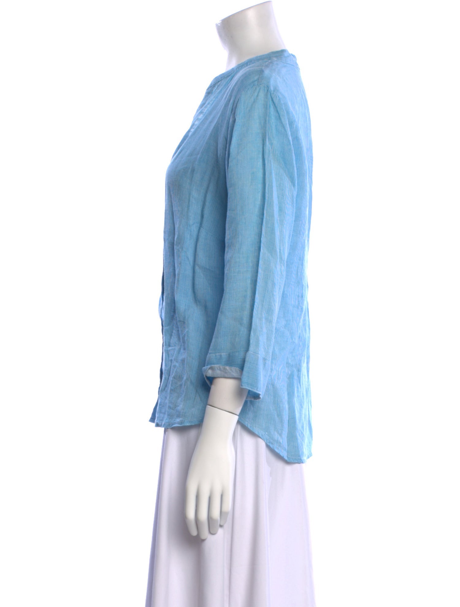 120% Lino Linen V-Neck Button-Up Top