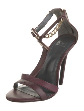 Monika Chiang Leather Chain-Link Accents T-Strap Sandals