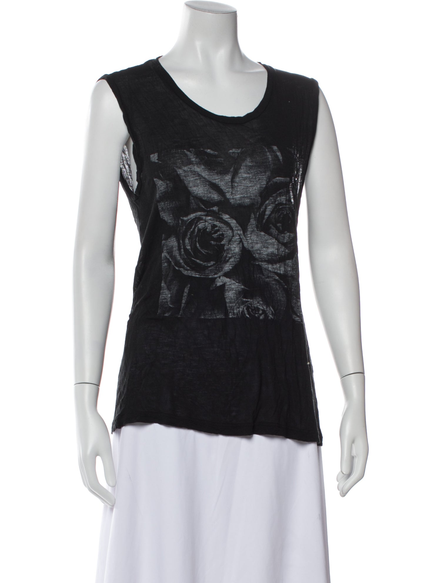 BLK DNM Floral Print Scoop Neck Top