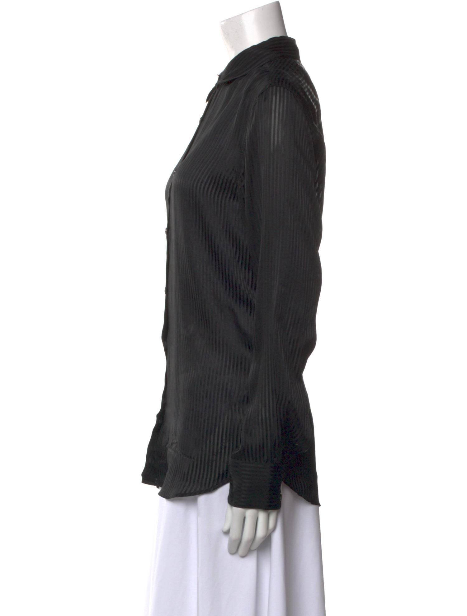 BLK DNM Silk Long Sleeve Button-Up Top