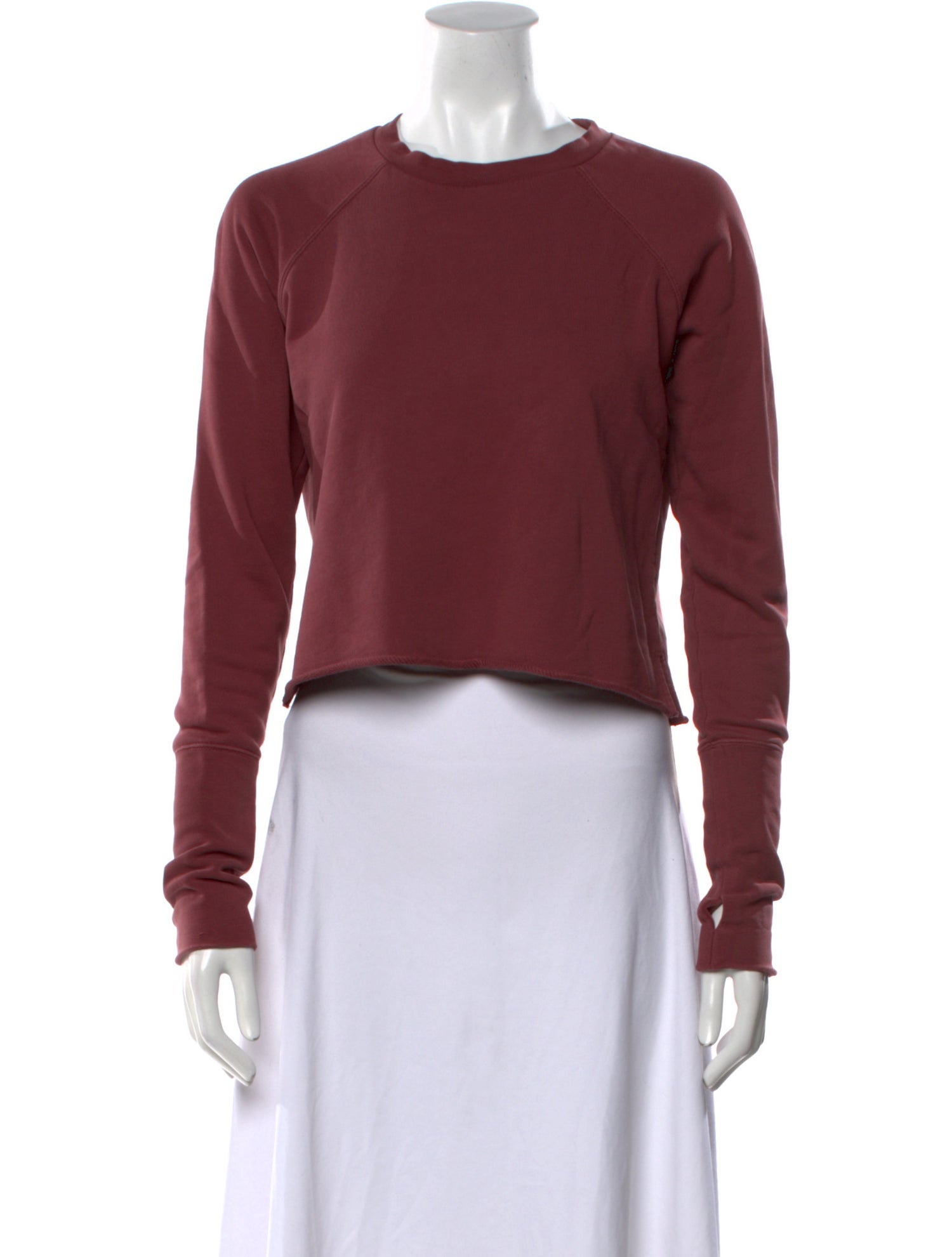 BLK DNM Crew Neck Long Sleeve Crop Top