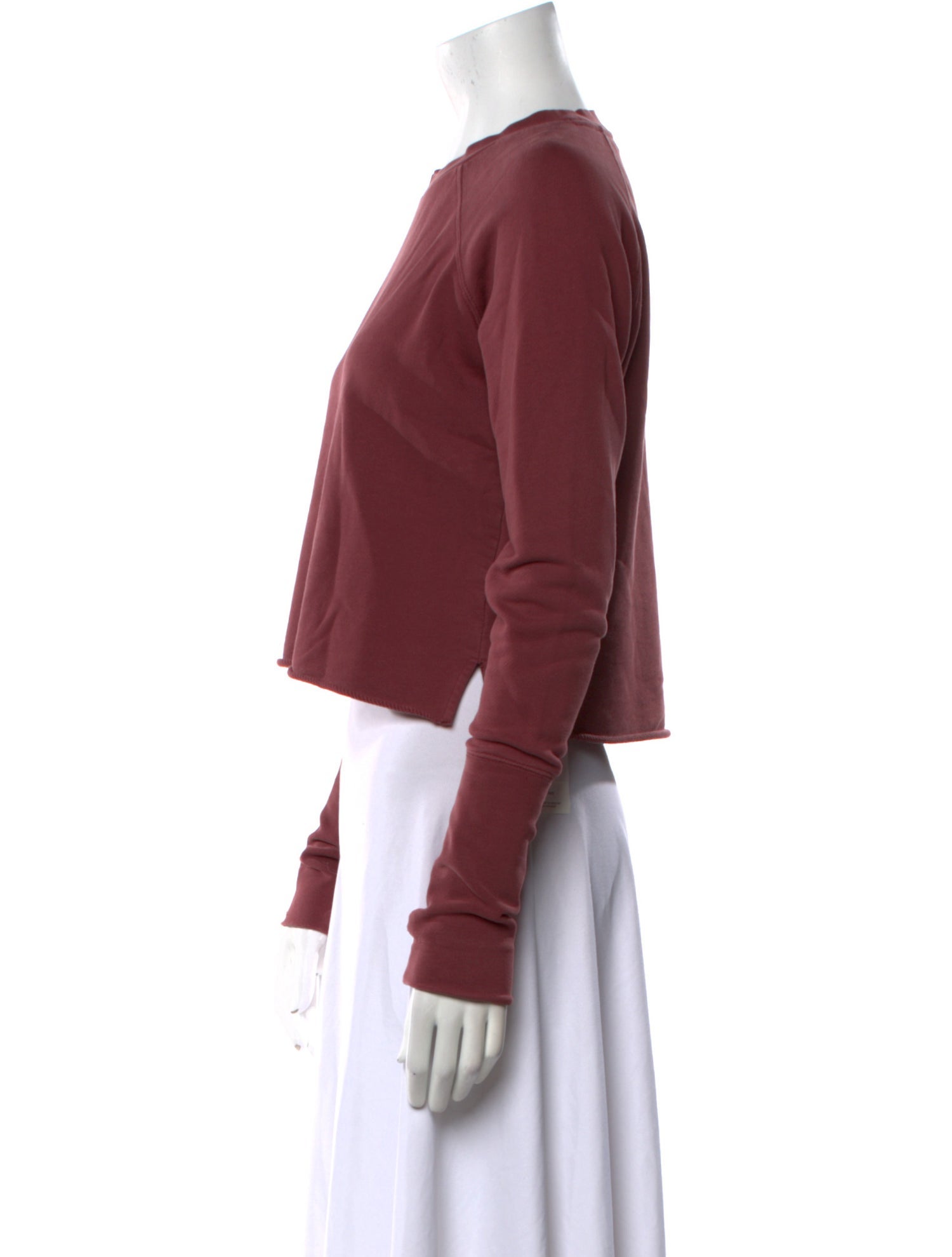 BLK DNM Crew Neck Long Sleeve Crop Top