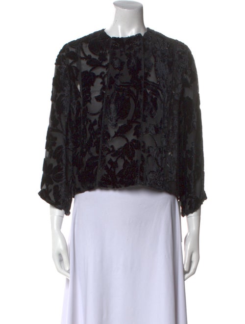 BLK DNM Floral Print Crew Neck Crop Top