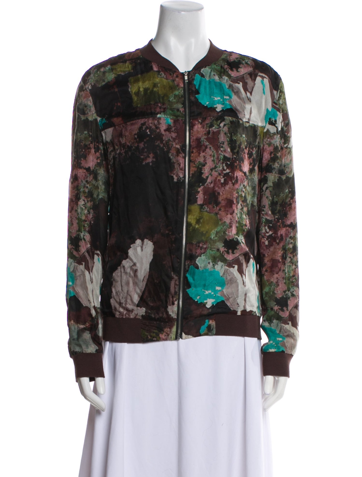 BLK DNM Silk Floral Print Bomber Jacket