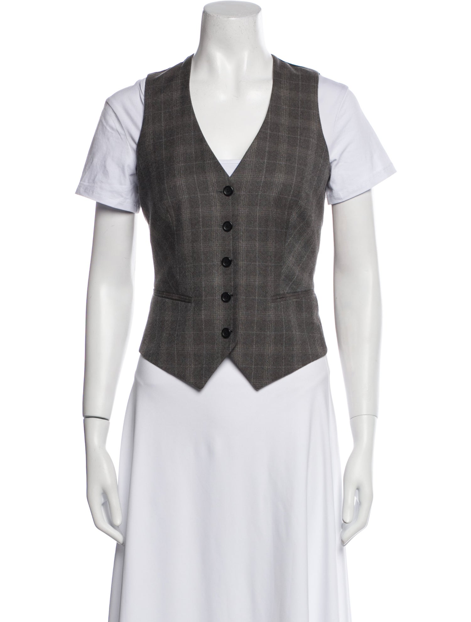 BLK DNM Wool Plaid Print Vest