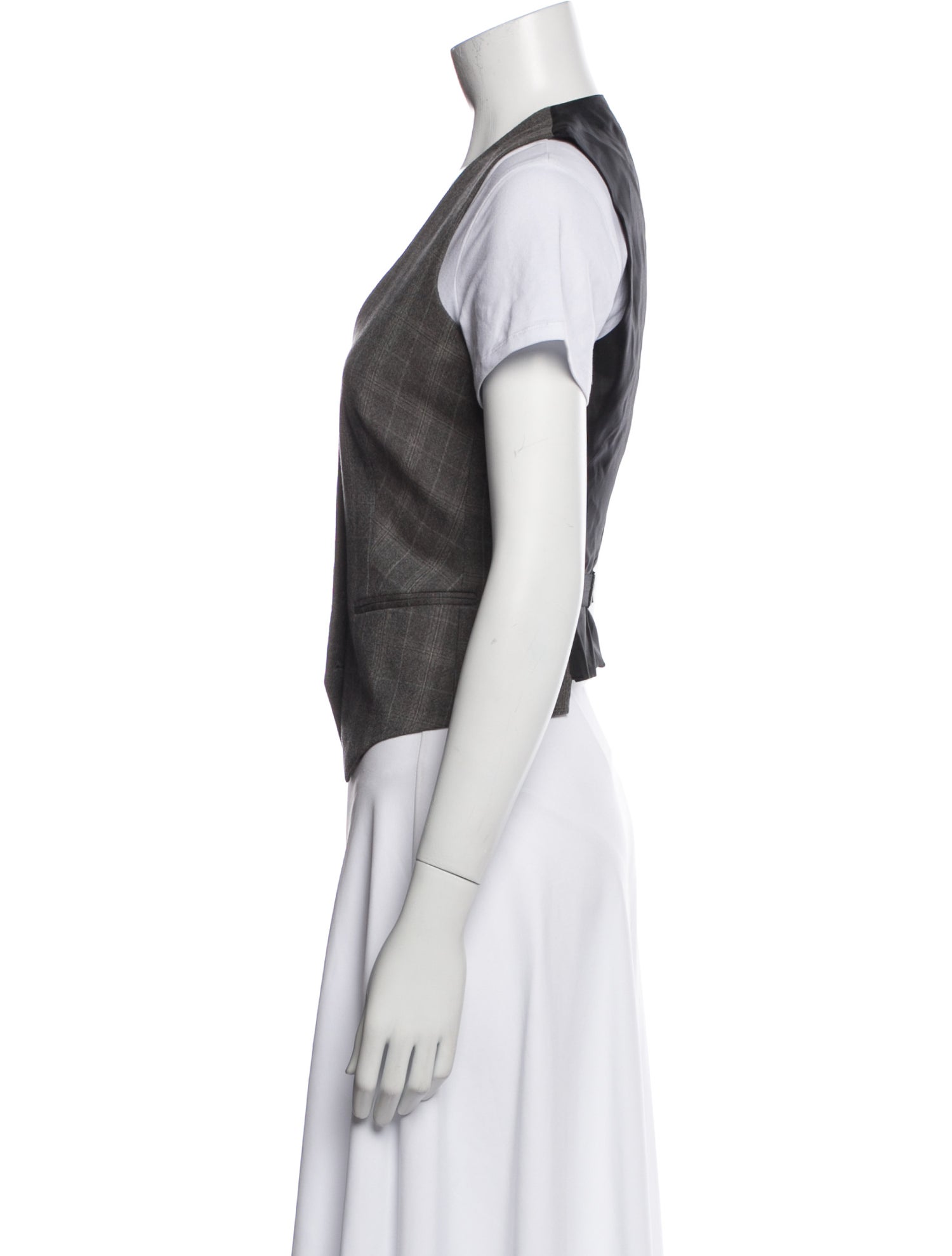 BLK DNM Wool Plaid Print Vest