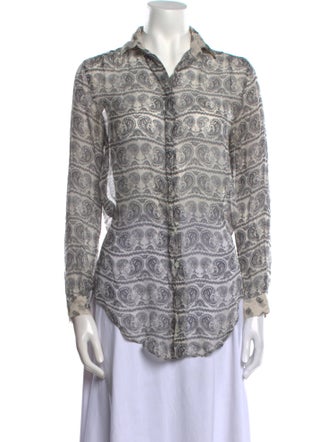 Pierre Balmain Paisley Print Long Sleeve Button-Up Top