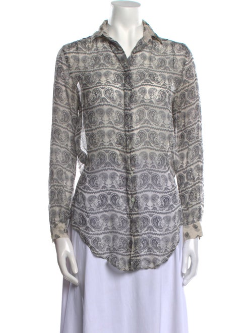 Pierre Balmain Paisley Print Long Sleeve Button-Up Top