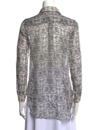 Pierre Balmain Paisley Print Long Sleeve Button-Up Top