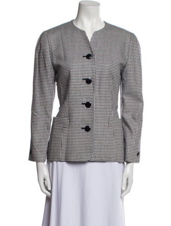 Pierre Balmain Silk Houndstooth Print Jacket