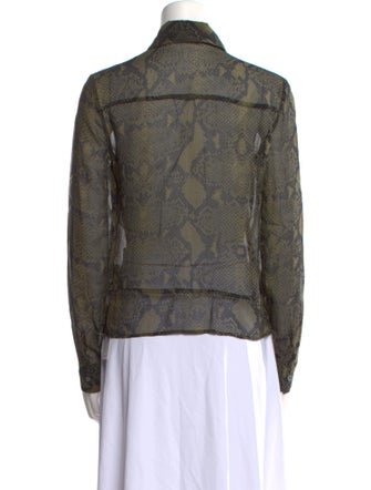 Pierre Balmain Silk Animal Print Button-Up Top