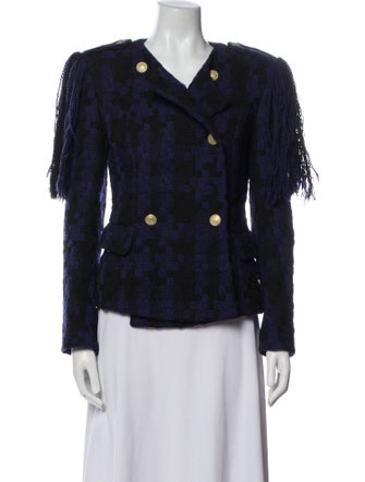 Pierre Balmain Wool Plaid Print Evening Jacket
