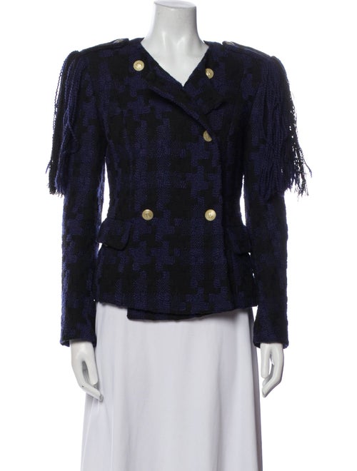 Pierre Balmain Wool Plaid Print Evening Jacket