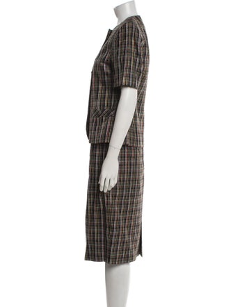 Pierre Balmain Plaid Print Skirt Suit