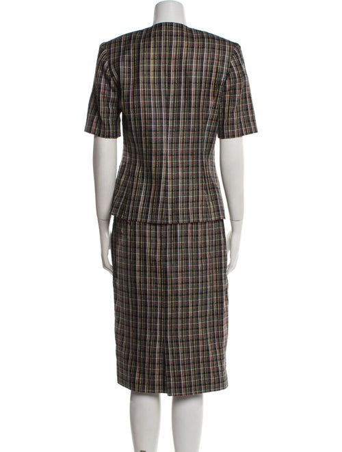 Pierre Balmain Plaid Print Skirt Suit