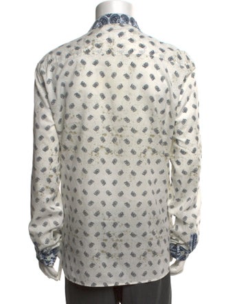 Pierre Balmain Paisley Print Long Sleeve Denim Shirt