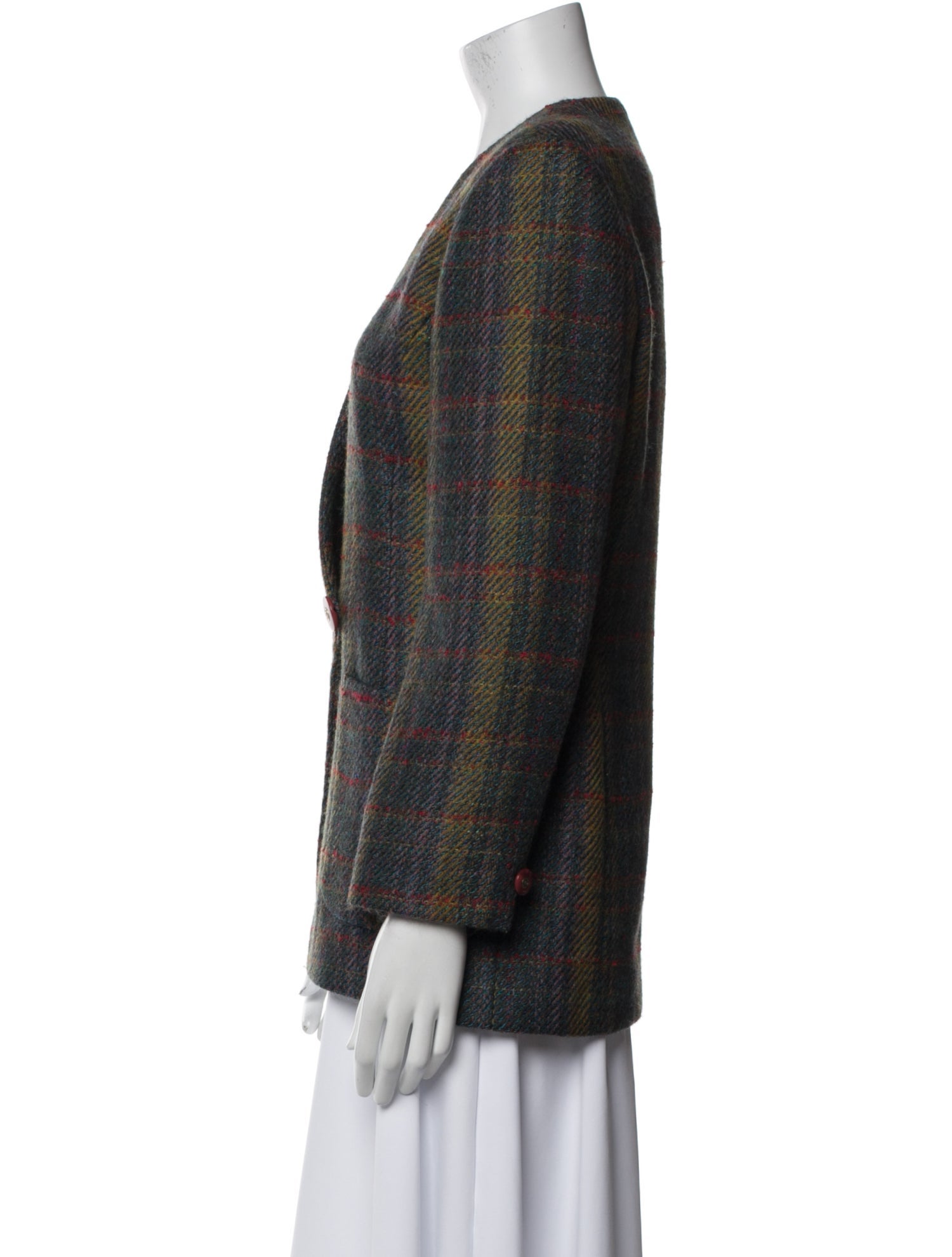 Pierre Balmain Wool Plaid Print Blazer