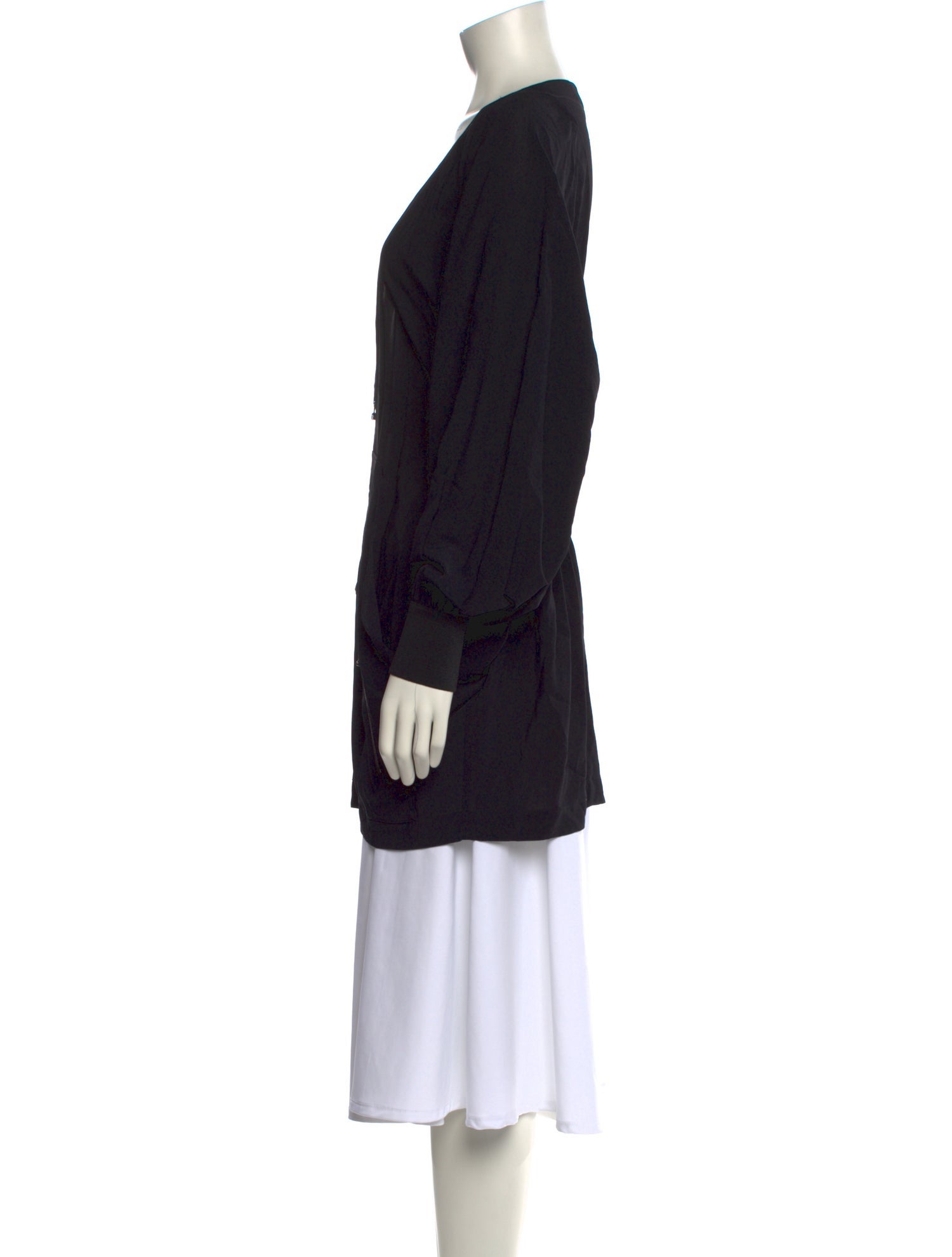 Pierre Balmain Plunge Neckline Long Sleeve Tunic