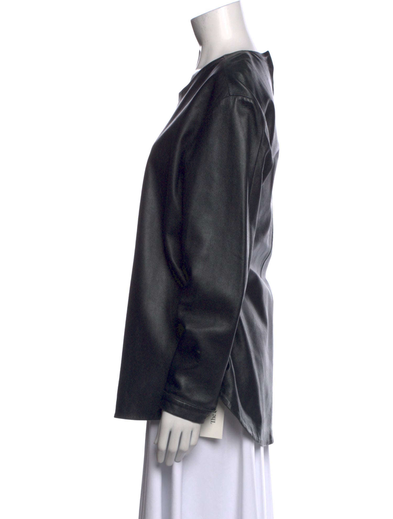 Pierre Balmain Leather Scoop Neck Blouse