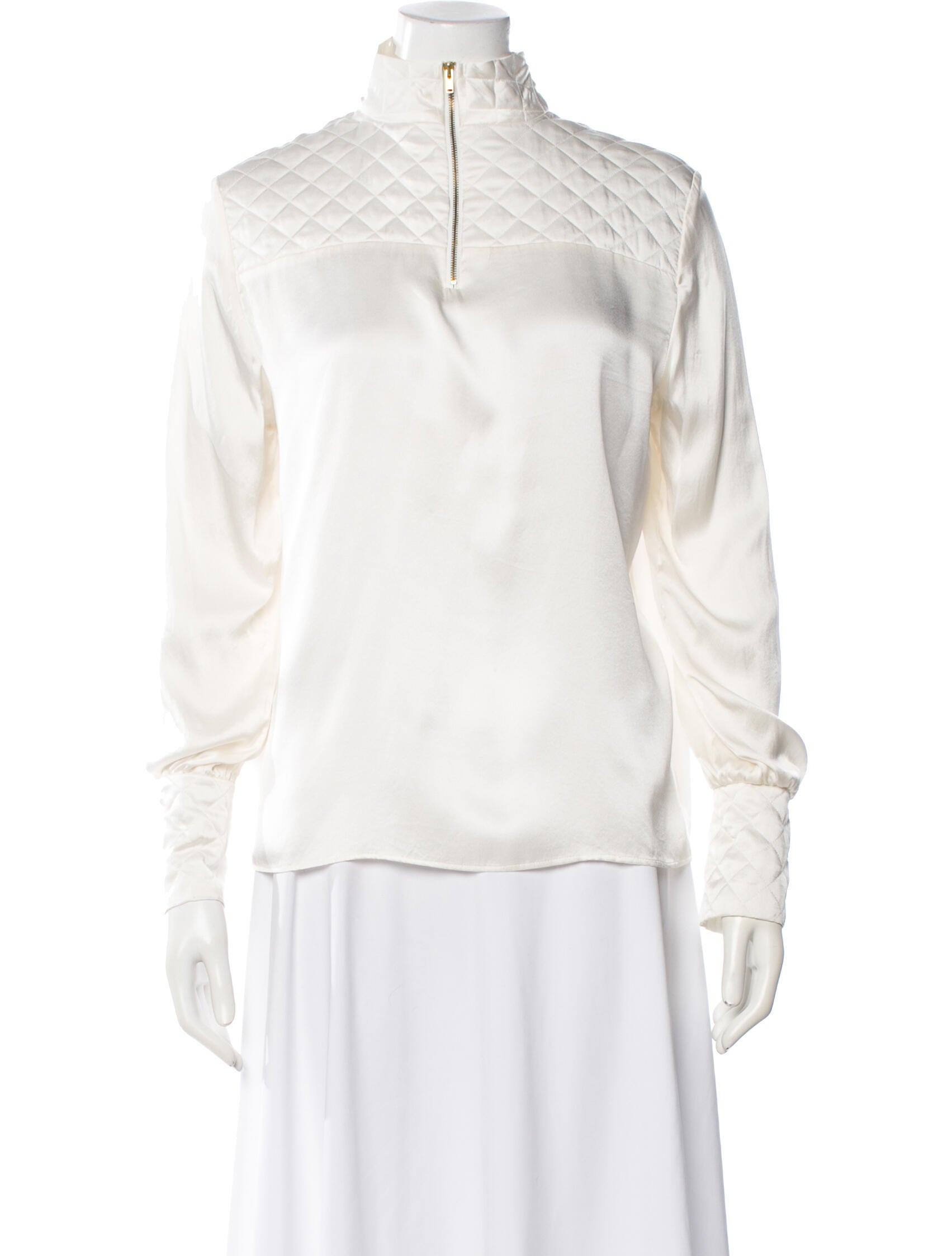 Pierre Balmain Silk Mock Neck Blouse