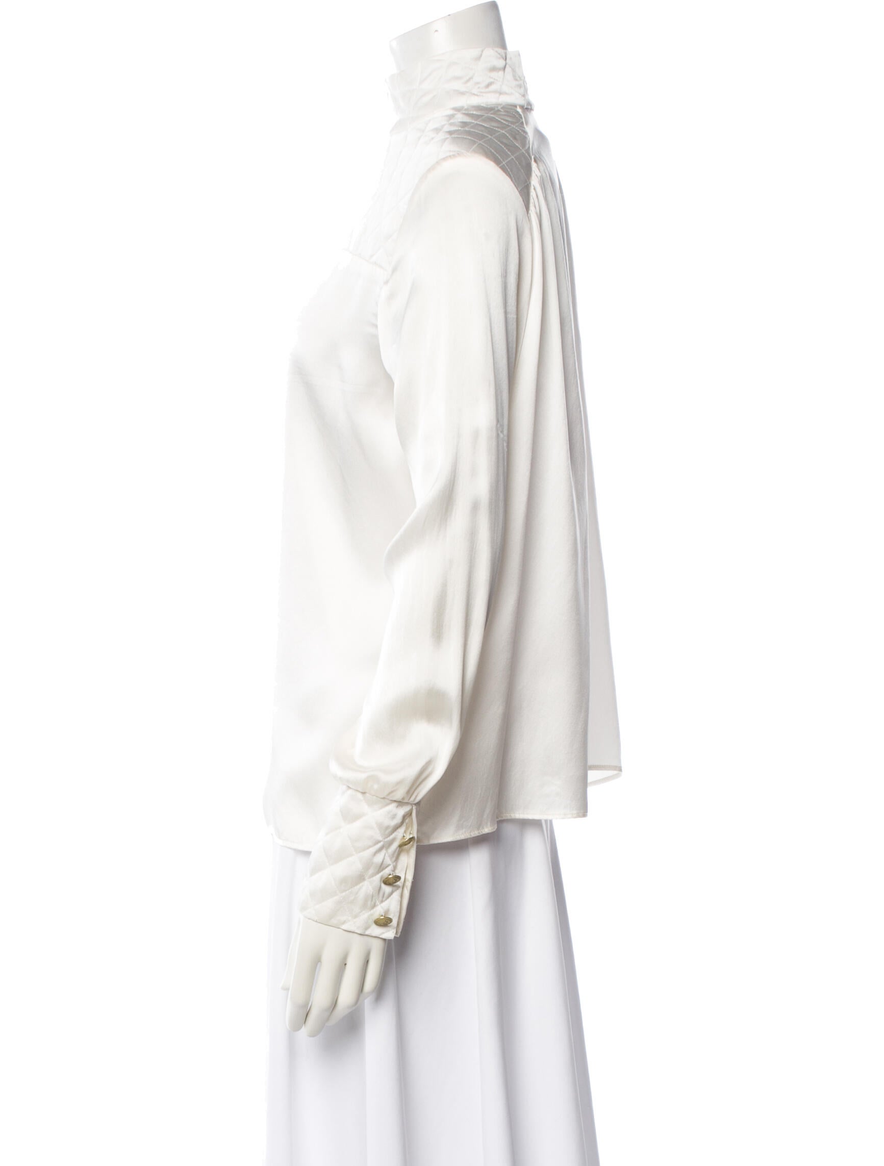 Pierre Balmain Silk Mock Neck Blouse