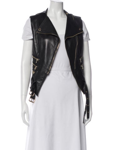 Pre-owned Pierre Balmain Leather Biker Jacket In Black