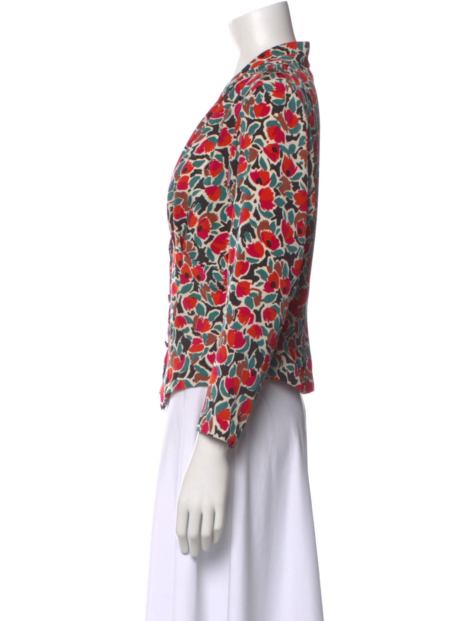 Pierre Balmain Floral Print V-Neck Blouse