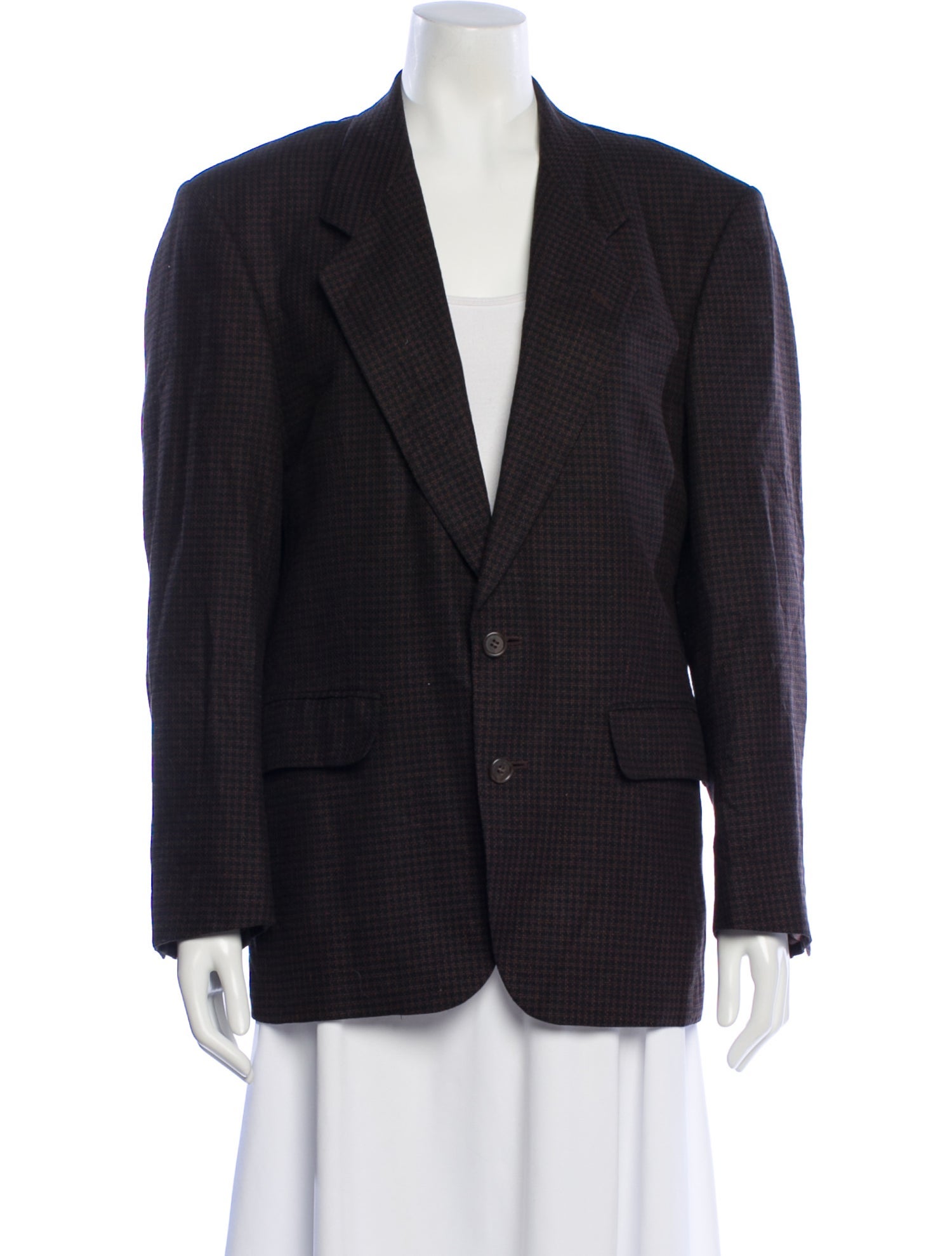 Pierre Balmain Silk Plaid Print Blazer