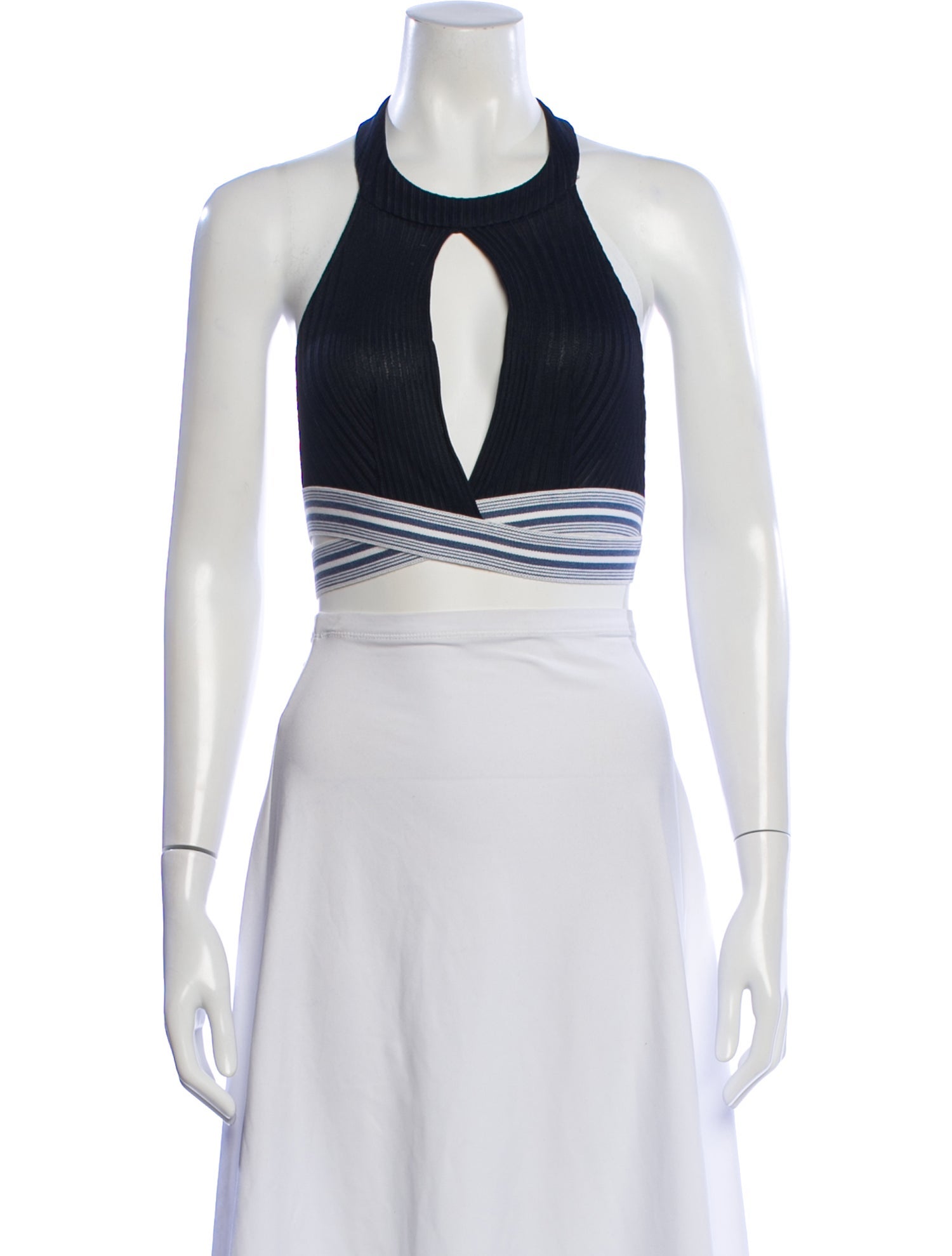 Pierre Balmain Striped Halterneck Crop Top