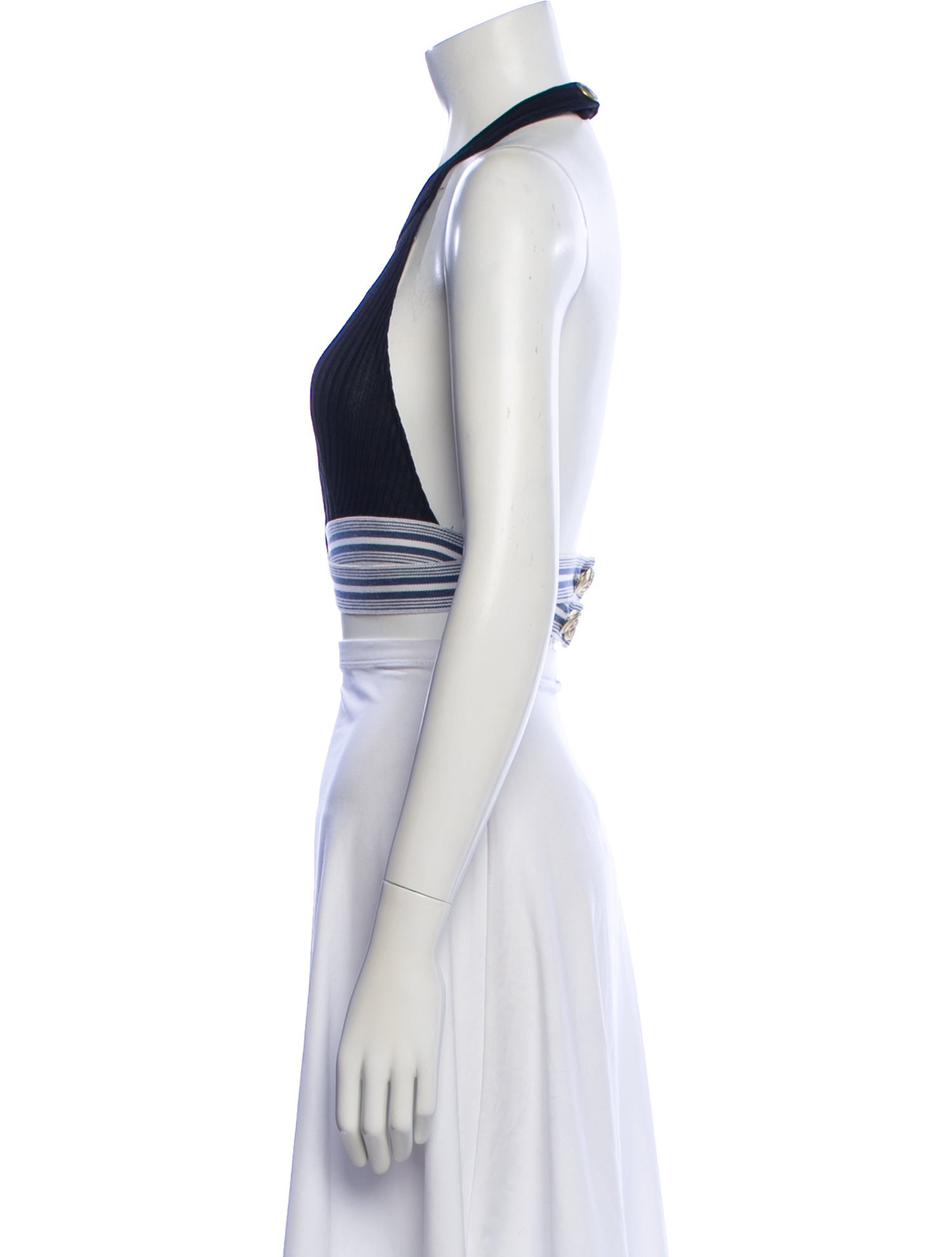 Pierre Balmain Striped Halterneck Crop Top