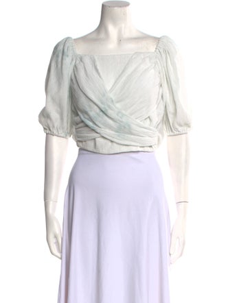 Sachin + Babi Square Neckline Short Sleeve Crop Top