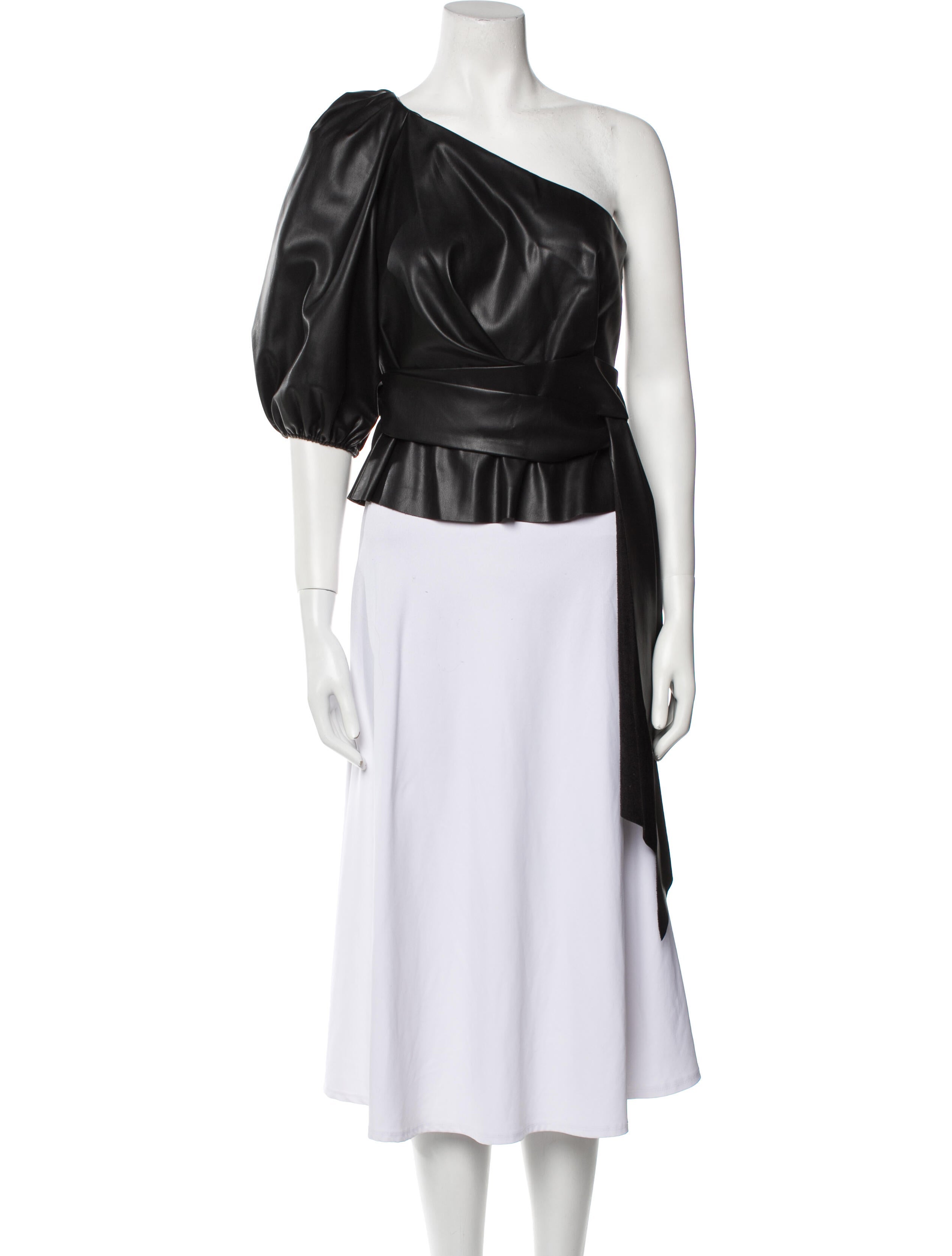 Sachin + Babi One-Shoulder Three-Quarter Sleeve Crop Top