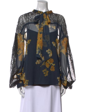 Sachin + Babi Floral Print Tie Neck Blouse