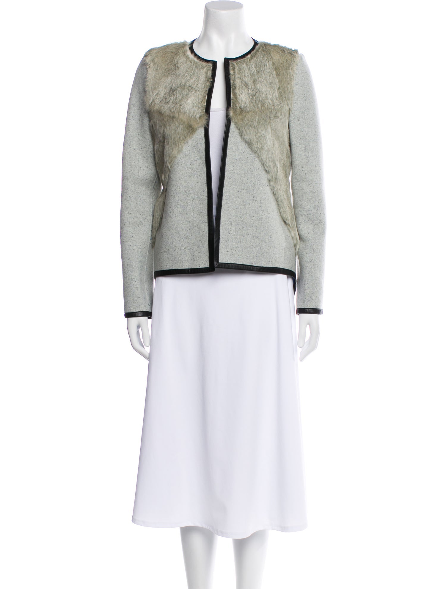 Sachin + Babi Wool Tweed Pattern Fur Jacket