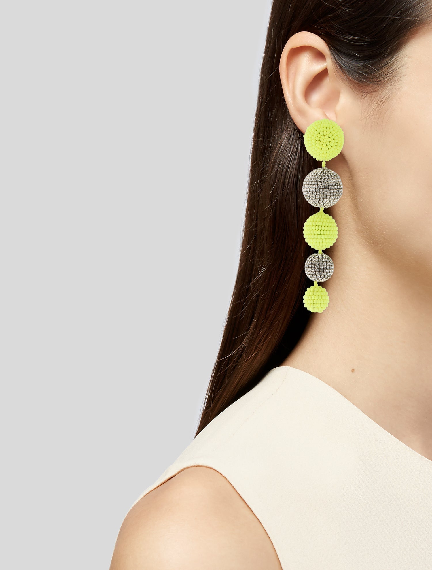 Sachin + Babi Crystal Beaded Maura Drop Clip-On Earrings
