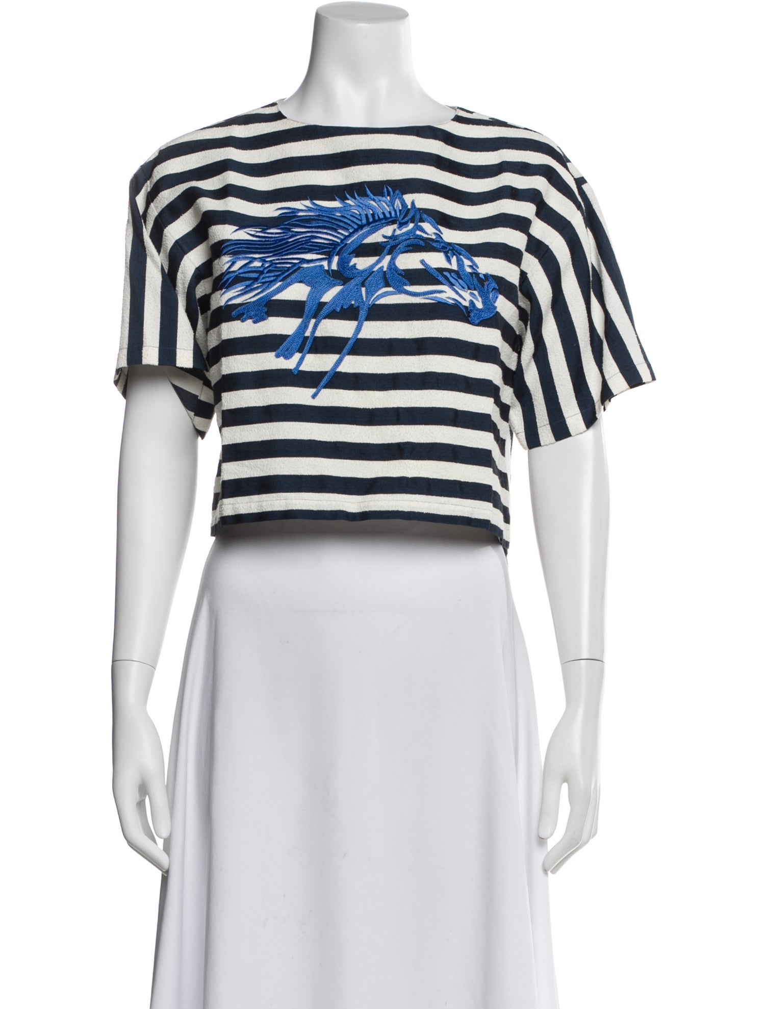 Sachin + Babi Striped Crew Neck Crop Top