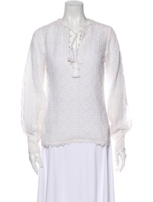 Talitha Silk Lace Pattern Blouse White