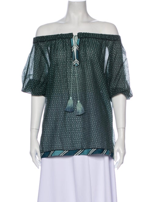 Talitha Printed Off-The-Shoulder Top Green