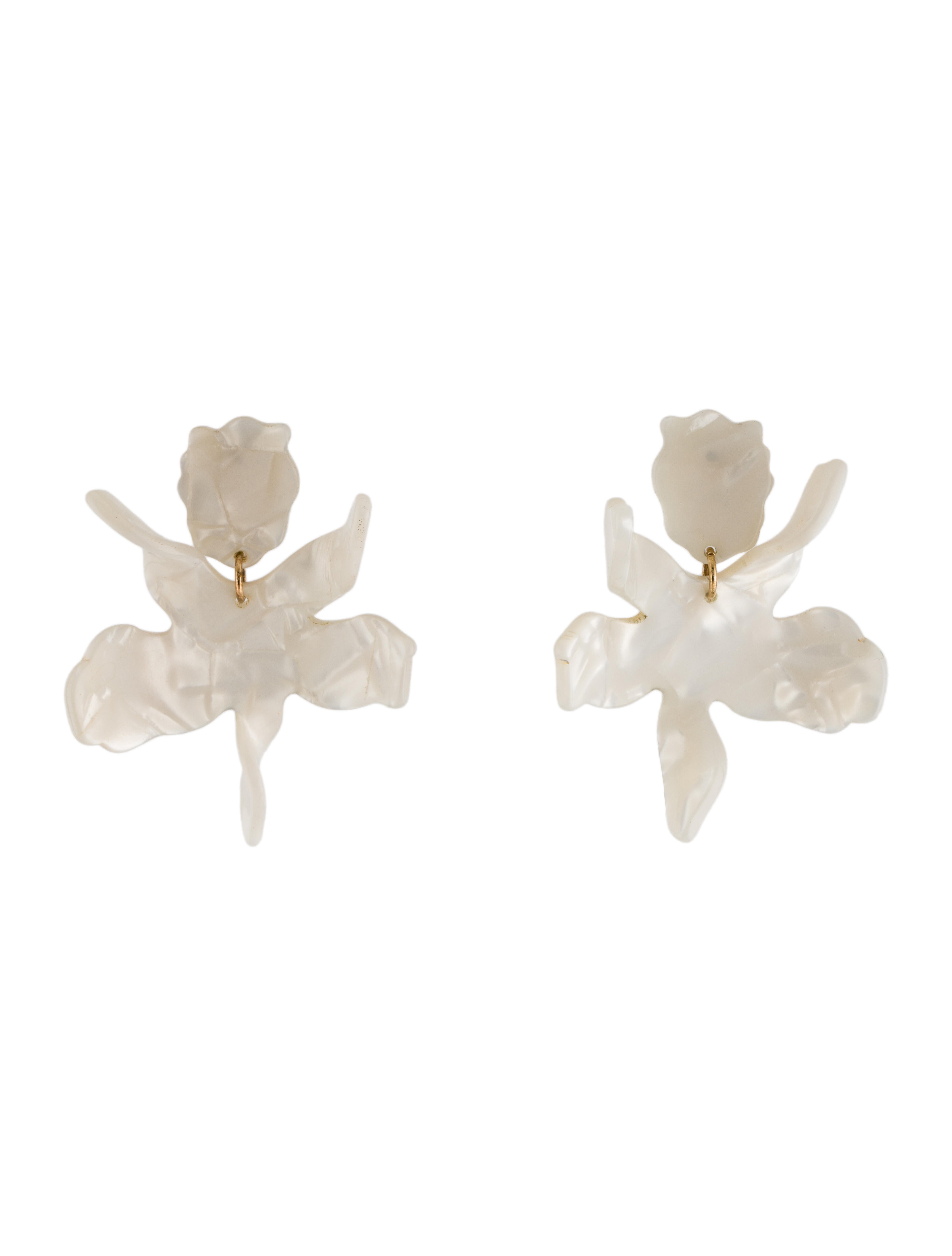 Lele Sadoughi Paper Lily Drop Earrings White, GoldTone Metal Drop