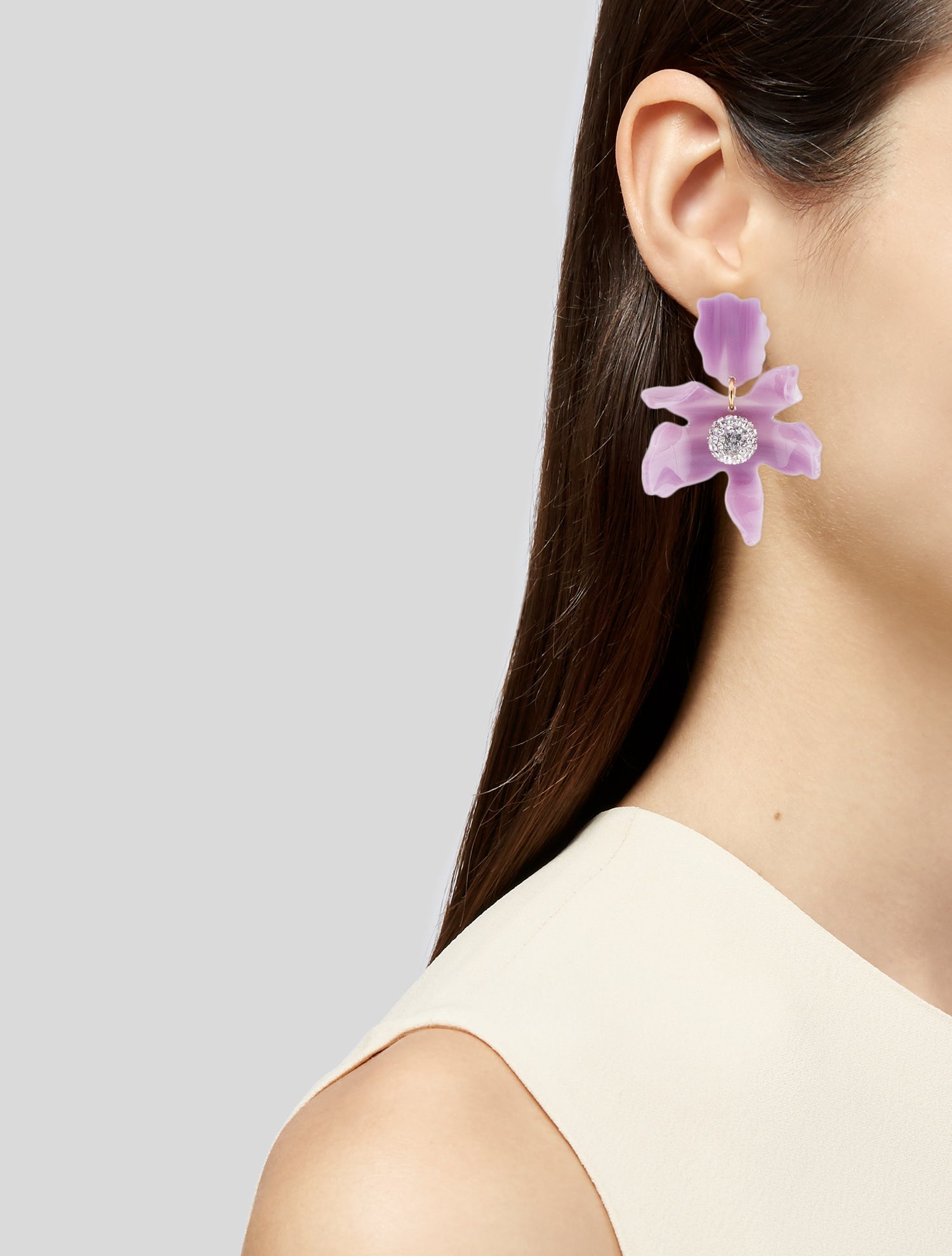 Lele Sadoughi Crystal and Acetate Small Lily Earrings