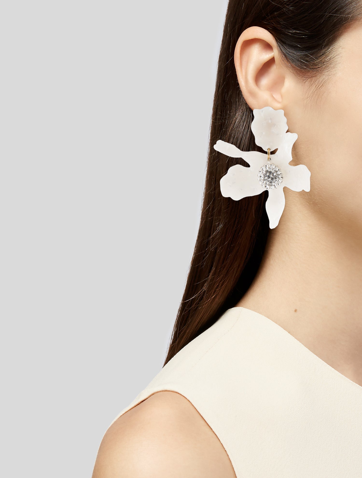Lele Sadoughi Crystal & Acetate Lily Clip-On Earrings