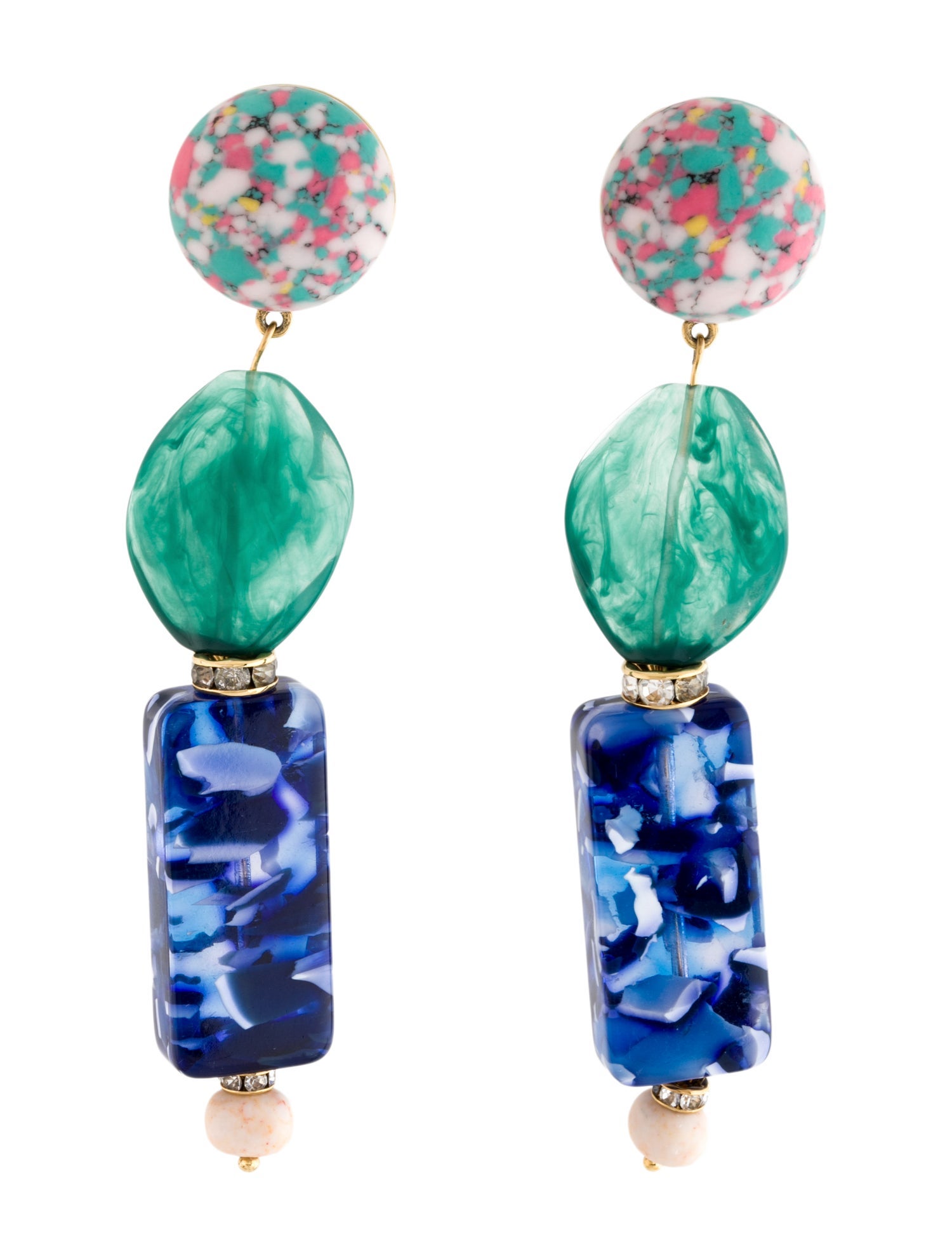 Lele Sadoughi Marbled Acetate & Crystal 'Stacked Stone' Drop Earrings