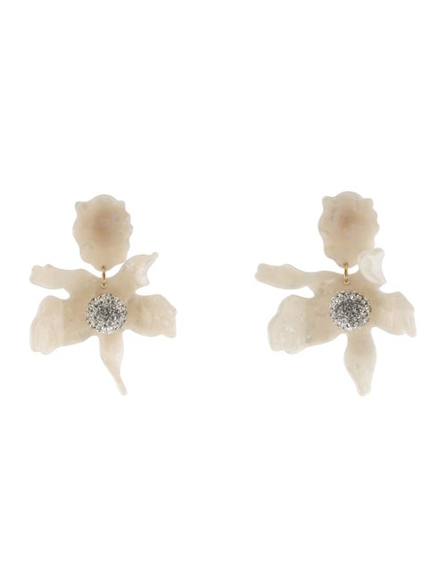 Lele Sadoughi Crystal & Acetate Lilly Flower Drop Clip-On Earrings