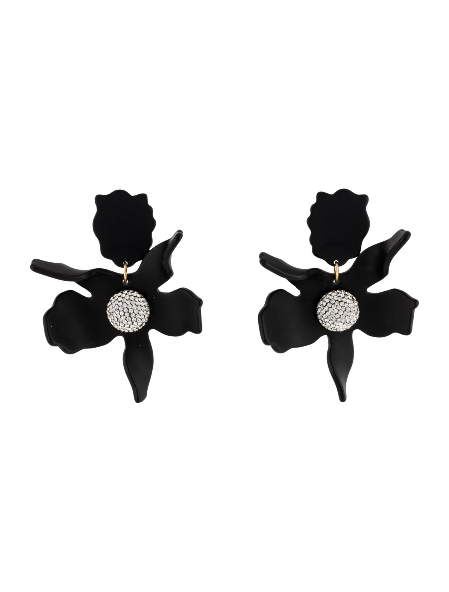 Lele Sadoughi Jet Acetate & Crystal Lily Drop Earrings