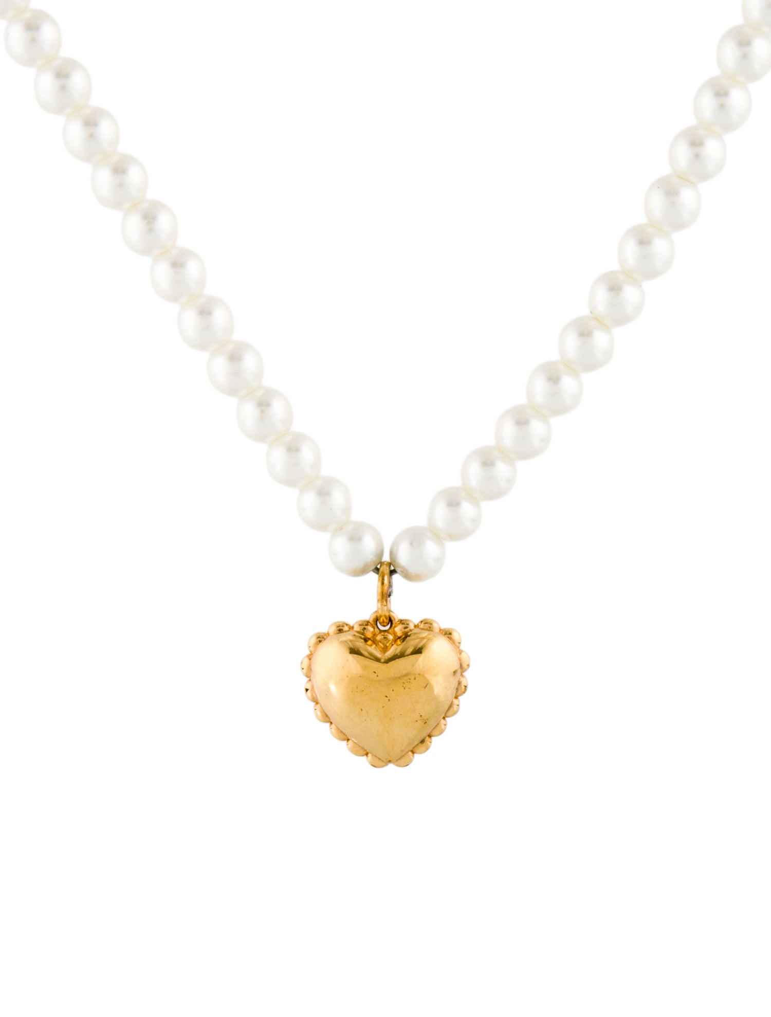 Lele Sadoughi Faux Pearl Lace Heart Pendant Necklace