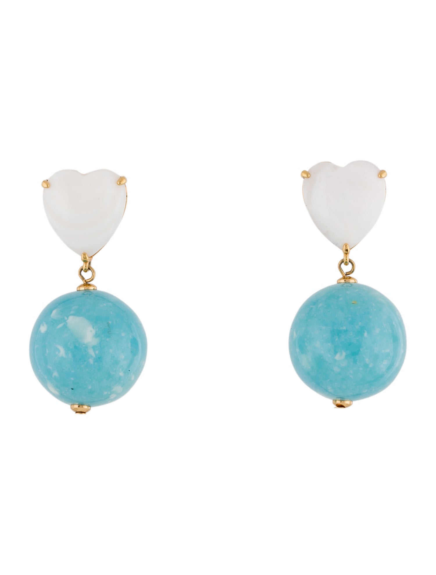 Lele Sadoughi Mother of pearl & resin Halfcourt Heart Drop Earrings