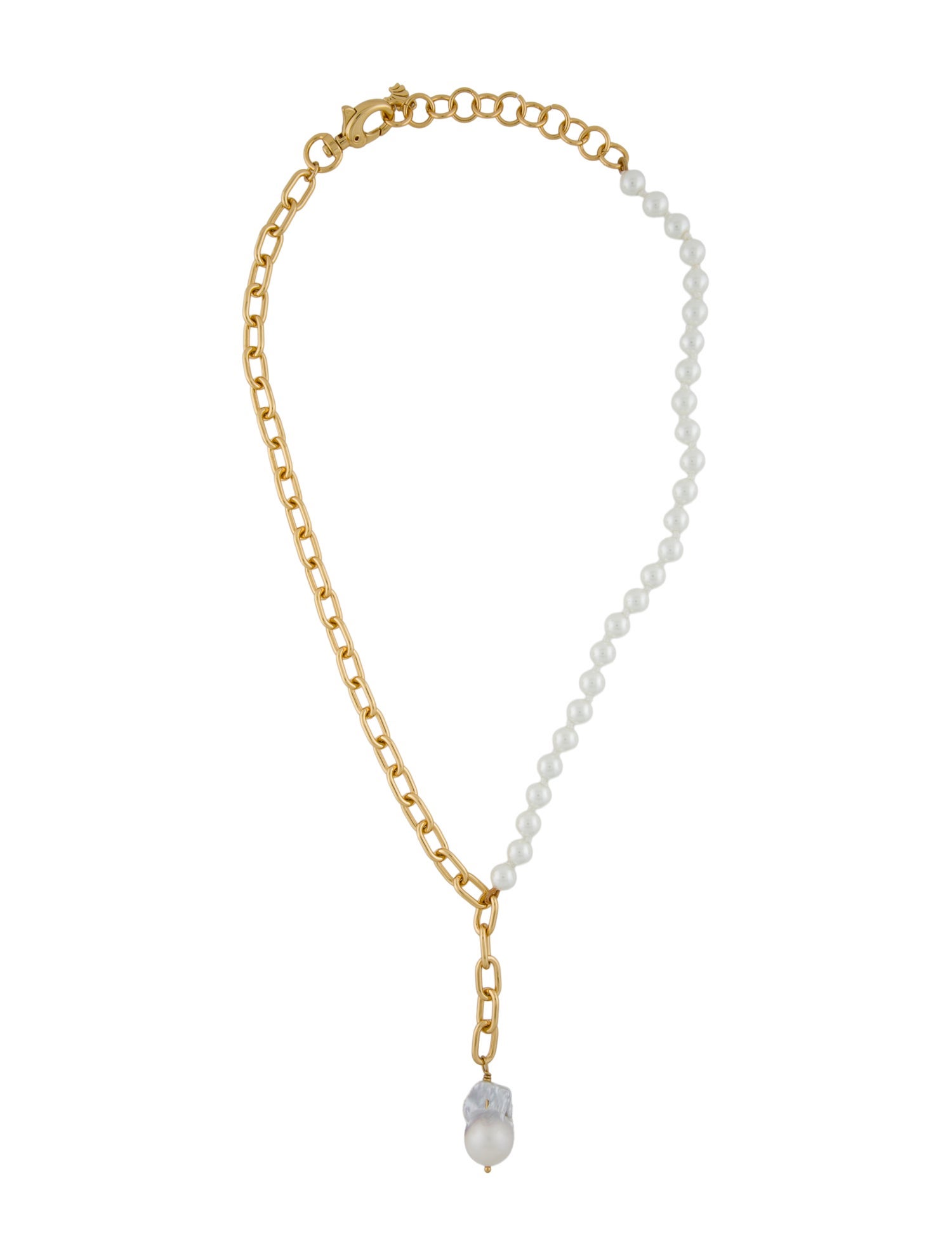 Lele Sadoughi Pearl & Faux Pearl Paperclip Lavalier Necklace