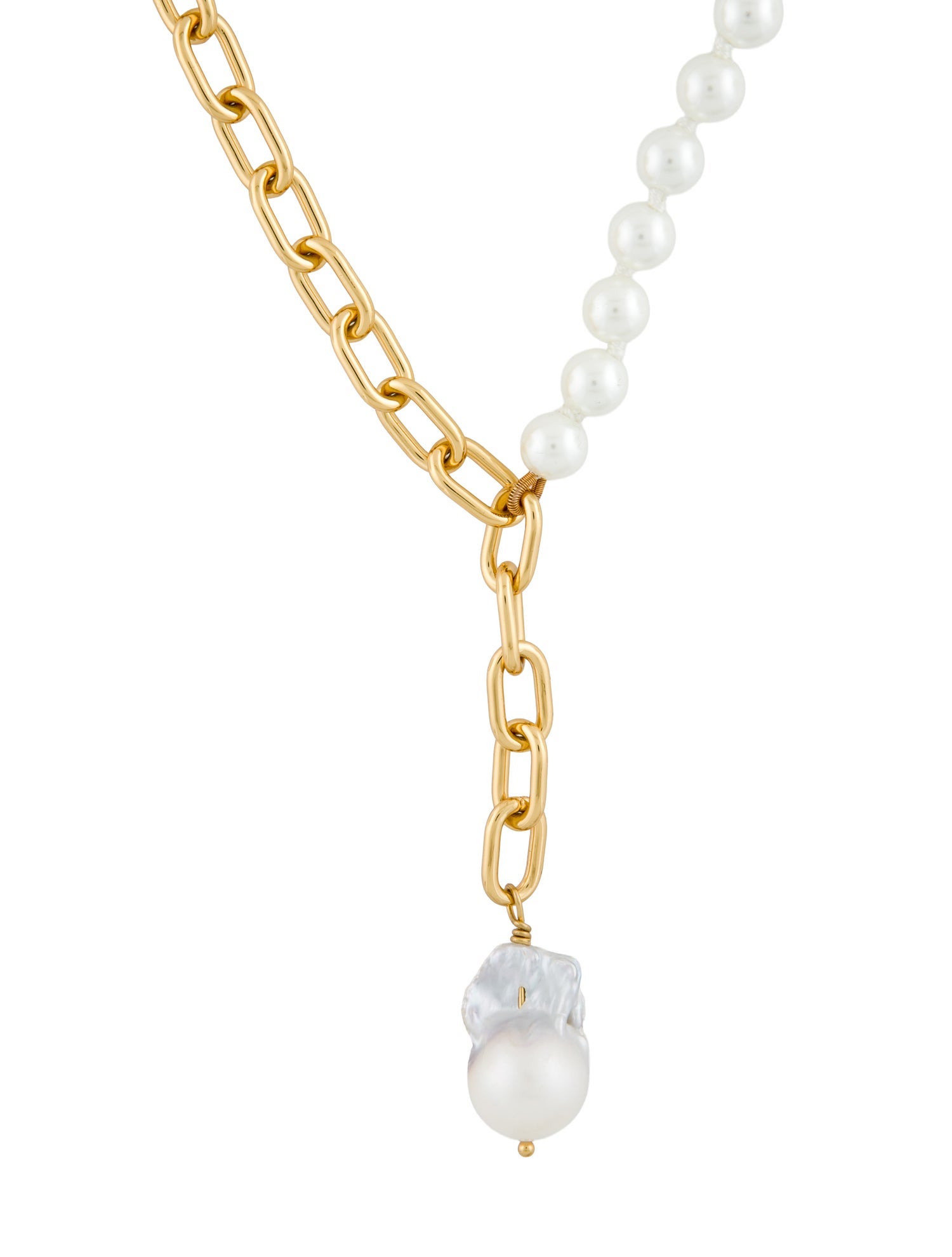 Lele Sadoughi Pearl & Faux Pearl Paperclip Lavalier Necklace