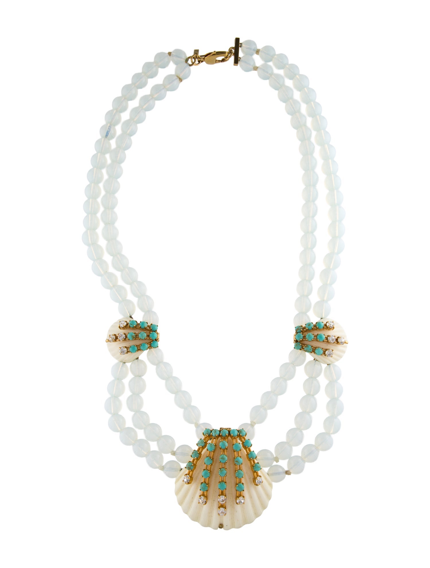 Lele Sadoughi Crystal Seafoam Seashell Bead Necklace